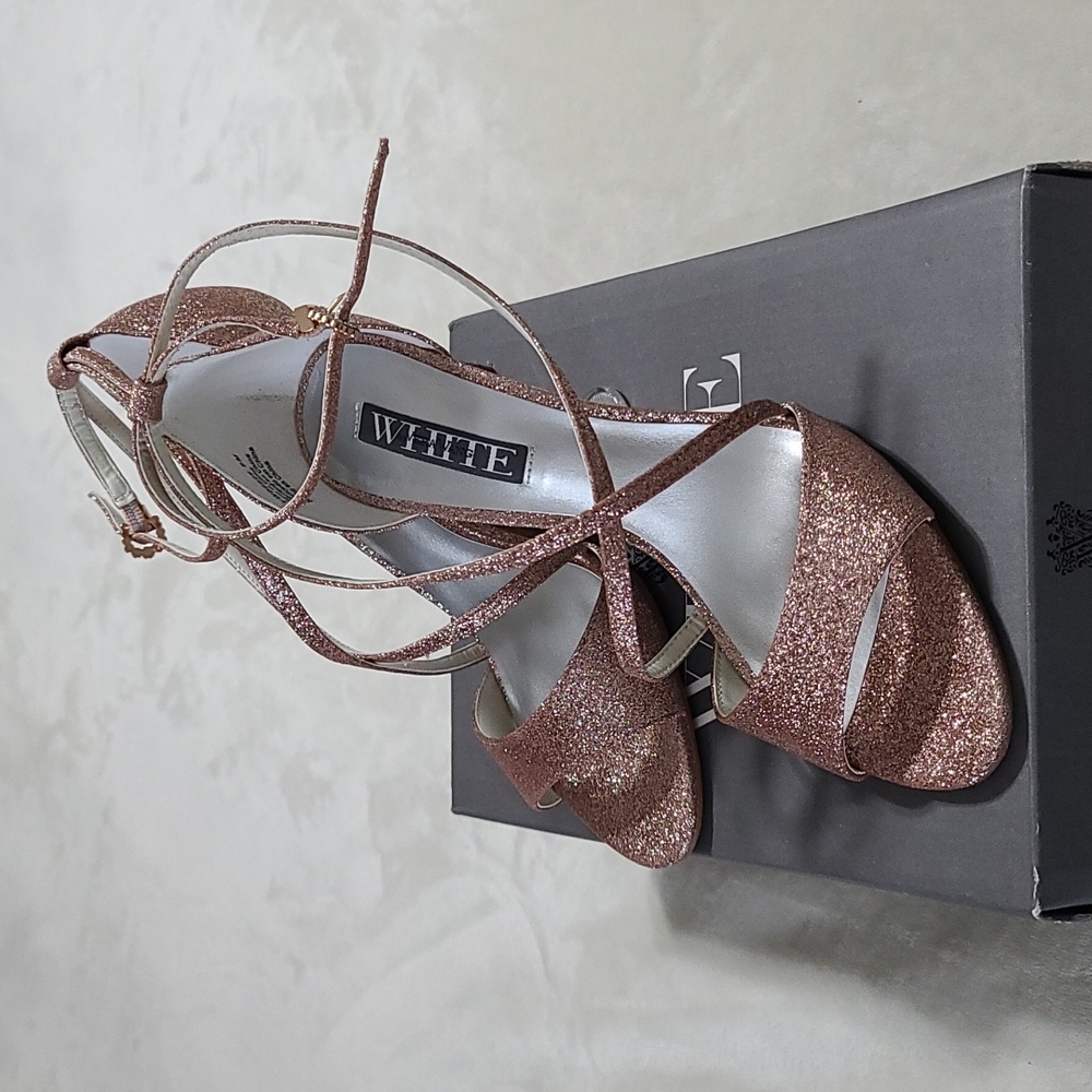 White by Vera Wang Rose Gold Glitter Heels